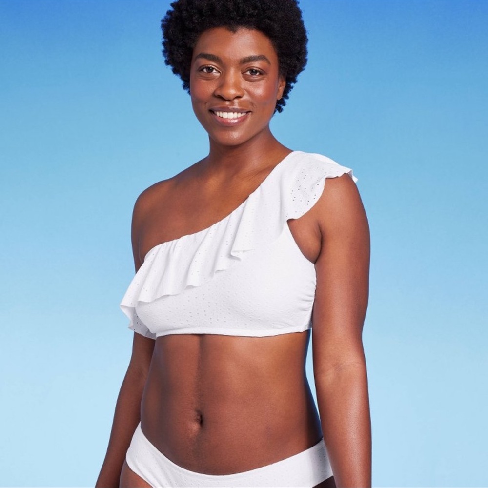 Bikini Tops One Shoulder Ruffle Bathing Suit Top - Picture 3 of 3